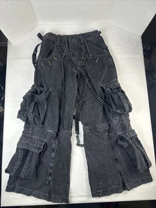 Tripp NYC schwarze Cargohose Herren Größe Small weites Bein Ketten schwer distressed Rarität - Bild 1 von 20