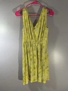 Cynthia Rowley gelb Blumen Boho Sommerkleid Größe 6 ärmellos V-Ausschnitt Midi Sommer - Bild 1 von 10