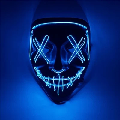 Guy Fawkes Mask Fluorescent Anti-Social Anxiety Scary Full-Head Mask Adults Kids - Image 1 of 4