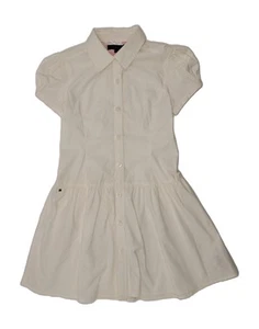 Abito camicia manica corta bambina Tommy Hilfiger 7-8 anni bianco cotone AM07 - Foto 1 di 3