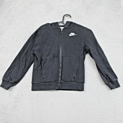 Nike Hoodie Jacket Youth Small Black Full Zip Swoosh Logo Athletic FD3004-010 - Image 1 of 4