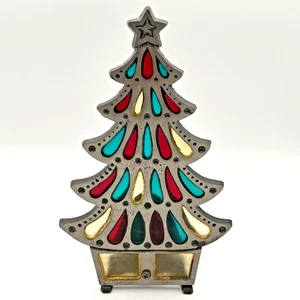 Soporte Votivo Árbol de Navidad Vintage - Hierro Fundido y Vidrieras Navidad - Imagen 1 de 7