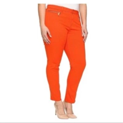 MICHAEL KORS Orange Front Zipper Pocket Ankle Capri Pants Size 6P Petite - Image 1 of 4