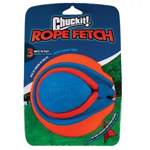 ChuckIt! Rope Fetch Dog & Puppy Ball Toy (Chuck It) (14x14cm ball with 57cm rope - Picture 1 of 6