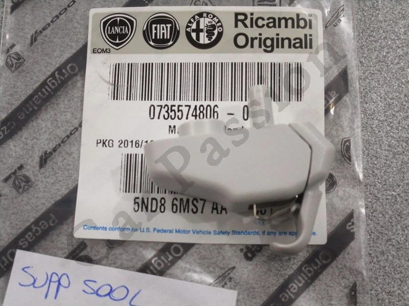 FIAT 500 L GANCIO FERMO ALETTA PARASOLE GRIGIO CHIARO ORIGINALE 735574806