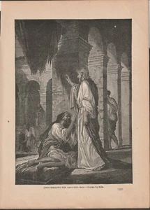 VINTAGE RELIGIÖSE ILLUSTRATION JESUS HEILT DEN OHNMÄCHTIGEN MANN GEZEICHNET VON BIDA - Bild 1 von 1