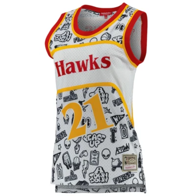 Camiseta para mujer Dominique Wilkins #21 Atlanta Hawks NBA Doodle Swingman MEDIANA Foto 1 de 4