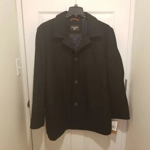 Dockers Herren zwei Taschen, 4 Knöpfe Erbsenmantel schwarz Größe XL Wollmischung Neu mit Etikett - Bild 1 von 9