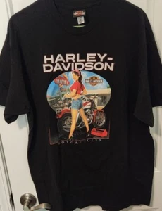 Harley Davidson Motorcycles Bike Shirt XL Black Man Woman Lady Working On Bike  - Picture 1 of 10