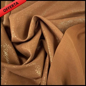 TESSUTO LINO VISCOSA PER ABBIGLIAMENTO PATCHWORK SCAMPOLI AL METRO marrone - Picture 1 of 3