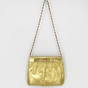 Vintage 60s Gold Lame Evening Chain Clutch Purse - Picture 1 of 6