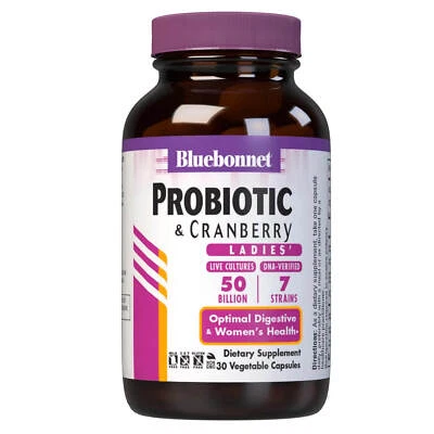 Bluebonnet Probiotic & Cranberry Ladies 50 Billion Cfu 30 Veg Capsules - Image 1 of 4