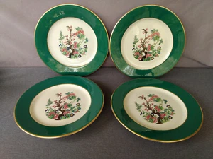 Vintage Shenango China Interpace Anchor Hocking Green/Gold Rim Floral Plates - 4 - Picture 1 of 12