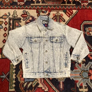 Vintage Electric Kids Jean Jacket Kids Size 6 Blue Denim Trucker 80s Acid Wash - Picture 1 of 7