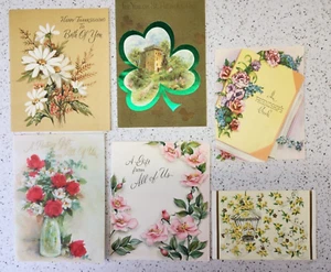 6 Greeting Friendship Card Parting Gift Party Thanksgiving St Patrick’s Day 60's - Picture 1 of 2