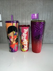 Neu mit Etikett Trio Starbucks X Shae Anthony 2024 Regenbogen Grafik "She x This" Becher - Bild 1 von 5