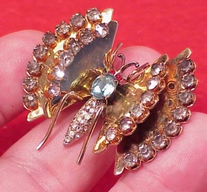 Vintage CR Co GOLDFILLED AUSGEFALLEN 1 3/4 ZOLL Strass Schmetterling - Bild 1 von 8