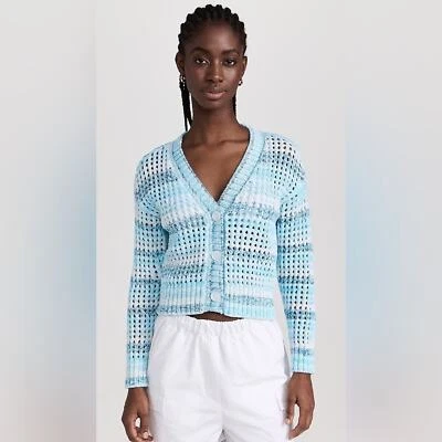 Женский квадратный вязаный крючком синий кардиган SUNDRY размер M - Изображение 1 из 4