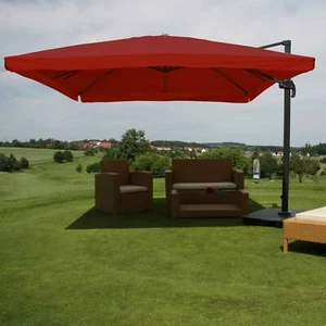Luxus-Ampelschirm HWC, 4,3m, Flap bordeaux mit Ständer - Bild 1 von 6