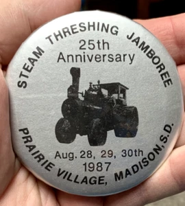 Madison South Dakota 25th Anniversary 1987 Threshing Jamboree Pinback Button - Picture 1 of 2