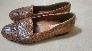 Moreschi Weaved Woven leather Slip On Loafer Italy Brown Mens 9.5 - Picture 1 of 6