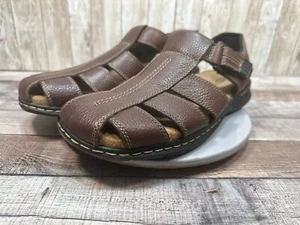 Dr. Schools Gaston Mens Brown Leather Sandals Cool Fit Memory Foam Size 11 M - Picture 1 of 13