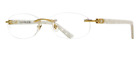 New Cartier Ct0056o 002 52mm Gold Pearl Chevron Rimless Eyeglasses France Unisex