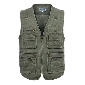 New Outdoor Multi-pocket Fishing Vest Hiking Photography Canvas Vest Waistcoat - Picture 1 of 8