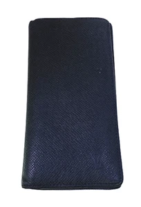 Louis Vuitton Brazza Leather Credit Bi-Fold Long Wallet Taiga Black - Picture 1 of 12