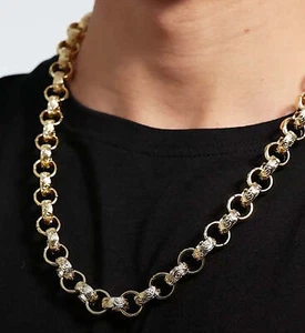 15mm 9ct Gold Filled Ornate Belcher Chain – Heavy Bold Necklace for Men & Teens - Picture 1 of 7