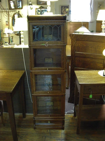 Antique Oak Bookcase stacking barrister 1/2 size drawer base Globe 1900's Cover