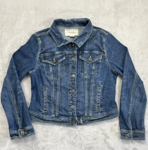 Pilcro e la tipografia giacca denim donna grande petite blu lavaggio crop preppy - Foto 1 di 20