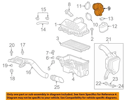 Tubo de entrada-salida del limpiador de aire de chispa Chevrolet GM OEM 13-15 96910374 Foto 1 de 2