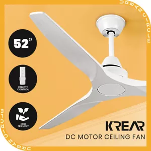 Krear 52" Ceiling Fan With Remote Control Wooden Blades Motor Fans Indoor White - Picture 1 of 10