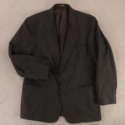 VTG Hopsack Jacket L Gray Prince of Wales Check Glen Polyester Wool Blazer 44R - Image 1 of 4