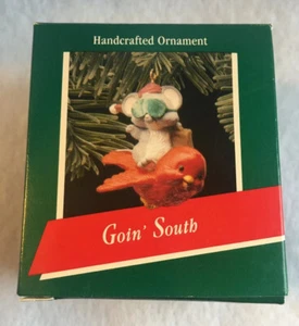 Hallmark Keepsake Goin' South adorno de árbol de Navidad 1989 ratón y pájaro ¡NUEVO EN CAJA! - Imagen 1 de 5