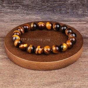 2025HOT Handmade 8mm Tiger's Eye Gemstone  Women Lucky Bracelet Birthday Gift - Picture 1 of 13