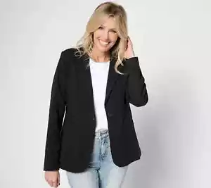 Women with Control Knit Long Sleeve Blazer Black Size Medium ( M ) A632405 - Picture 1 of 2