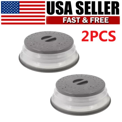 2PCS Microwave Food Cover Splatter Proof Vented Collapsible Set - Image 1 of 4