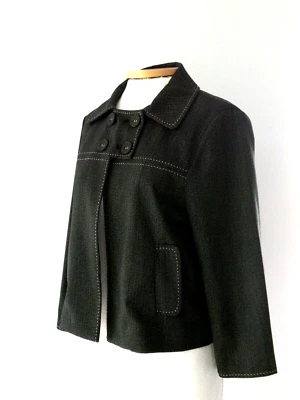 CHAQUETA DELANTERA ABIERTA WILLI SMITH Negra Manga 3/4 Rayas Doble Botón Talla M Foto 1 de 4