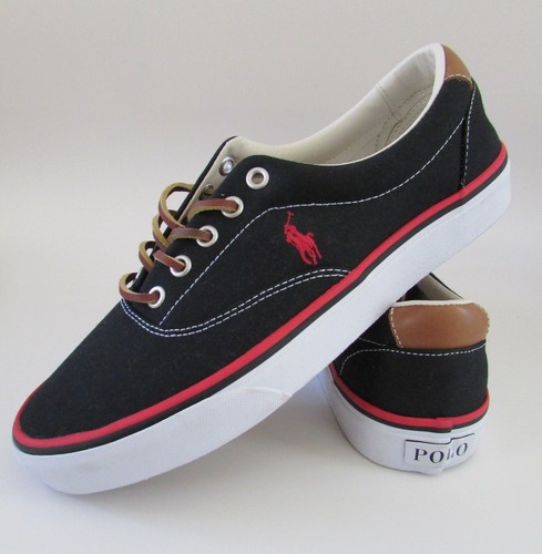 Ralph Lauren Polo Black Keaton Pony Sneakers Sz 9 NWOB