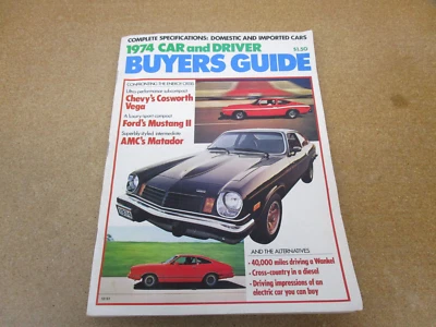 CAR & DRIVER BUYERS GUIDE 1974 magazine road test article Vega Mustang Firebird - Image 1 of 4