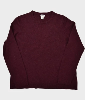 LL Bean Sweater Womens Medium Burgundy 100% Cashmere Crewneck Pullover Soft - Image 1 of 4