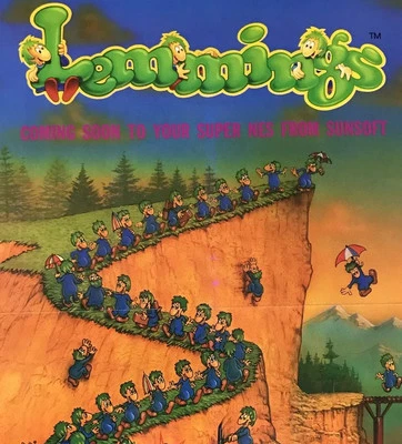 1992 LEMMINGS POSTER Nintendo Power 28x57cm SNES Awesome Graphic P.Howe NIN 33 - Image 1 of 4