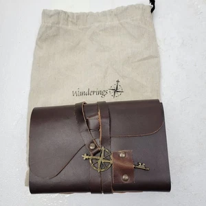 Vintage Handmade Leather Bound Journal Wrap Strap With Key Latch Parchment Paper - Picture 1 of 9