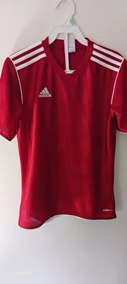 Camiseta de fútbol Adidas Climalite Yourh talla M roja con rayas blancas #15 Foto 1 de 4