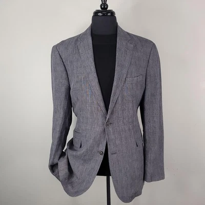 Blazer Joseph Abboud Para Hombres XLT Gris Lino Glen Cuadros Abrigo Deportivo Dos Botones Foto 1 de 4