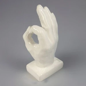 Apropos Ceramic White Hand Sculpture 11.5” Tall Hand Fingers Okay Ok ASL - Picture 1 of 9