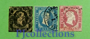 U93-ANTICHI STATI-SARDEGNA 1851 V. E. II FULL SET 3 STAMPS USED C/PERIZIA - Imagen 1 de 3
