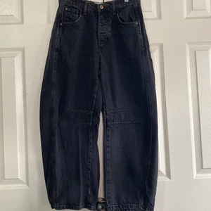 We the Free People Jeans Damen 25 schwarz High Road Washed Barrel Baggy Boho - Bild 1 von 12